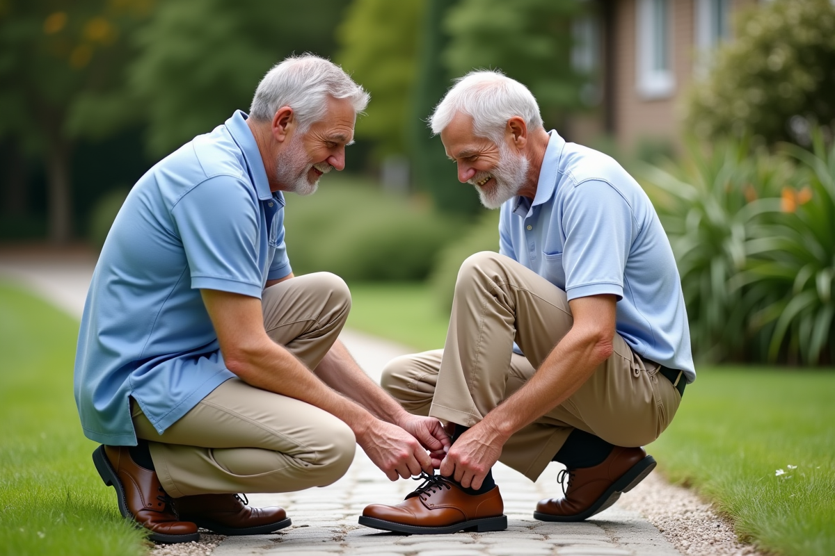 Aide aidant un senior à l