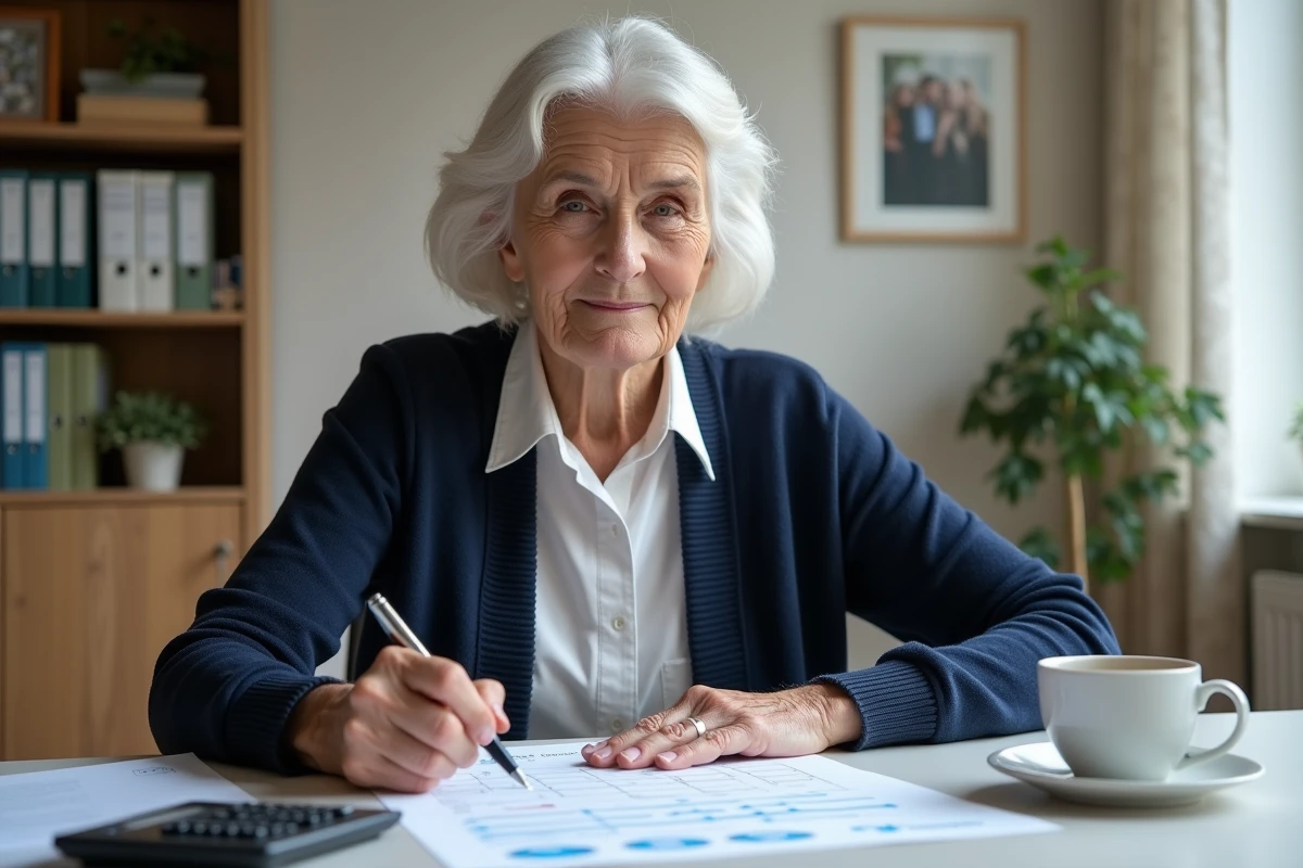 Femme retraitée établissant un budget mensuel pour compenser la perte de pouvoir d'achat liée à la revalorisation Agirc-Arrco