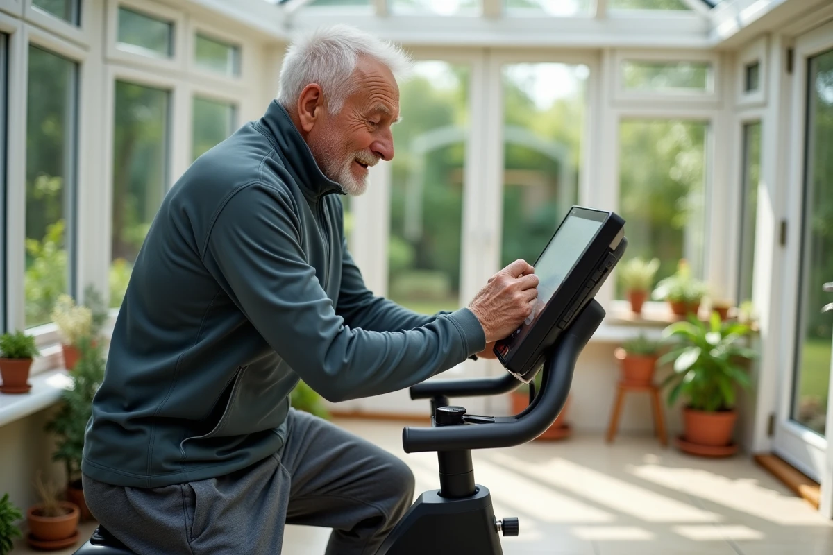 Homme senior ajustant l