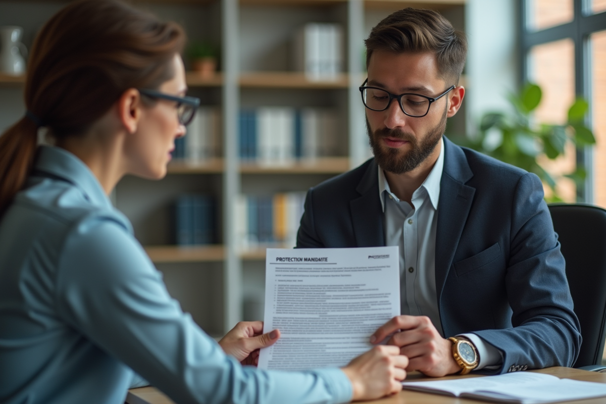 Jeune homme consultant une professionnelle dans un bureau
