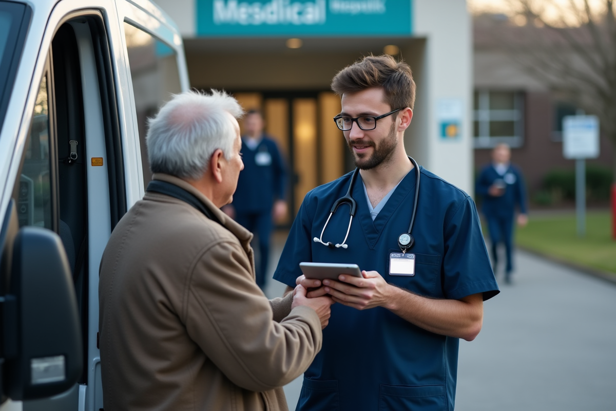 Soignant avec patient à l